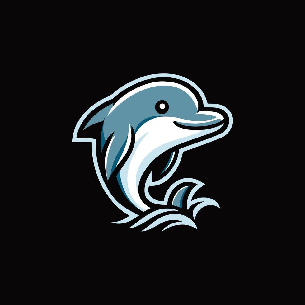 A dolphin logo on a black background vector