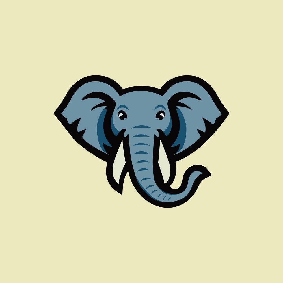 An elephant head with tusks on a light background vector