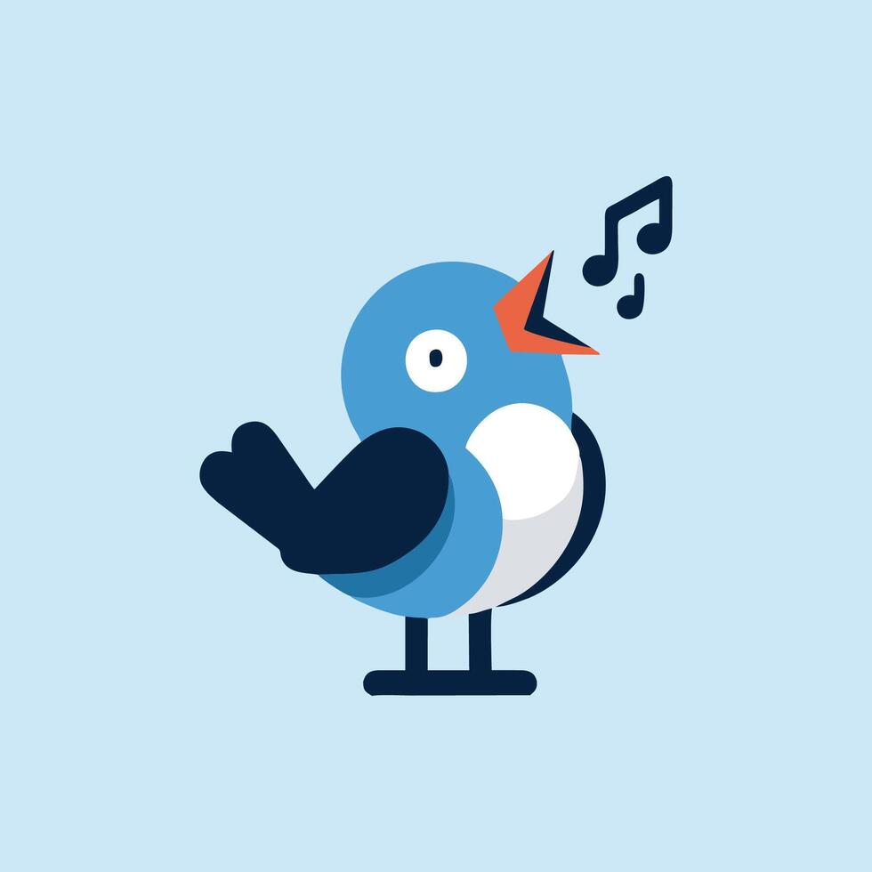 A blue bird singing with a musical note vector