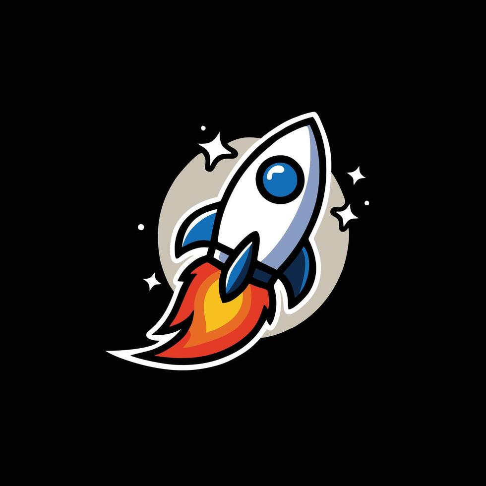 A cartoon rocket flying through space vector