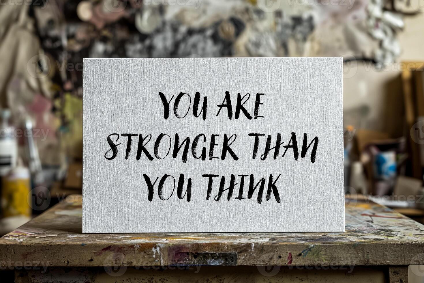 You are stronger than you think message written on white card photo