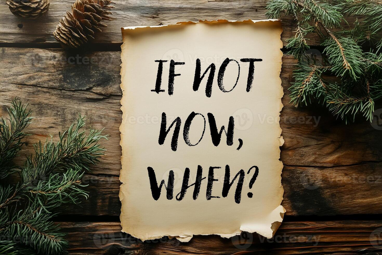 If not now when message on a vintage paper photo