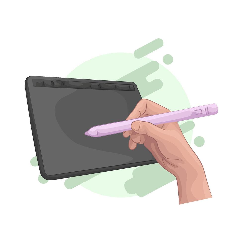 illustration of drawing on a pen tablet vector