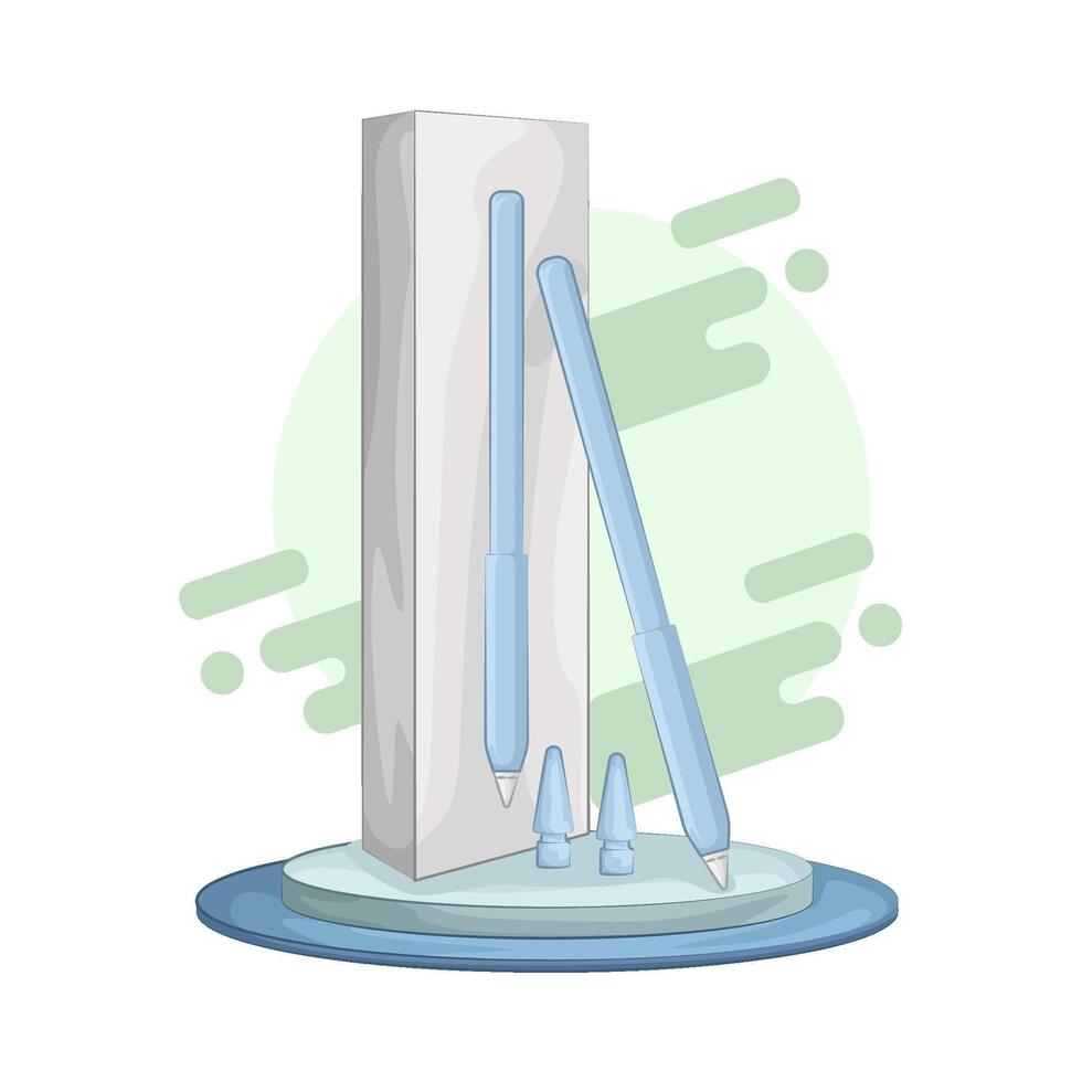 illustration of stylus pen with box vector