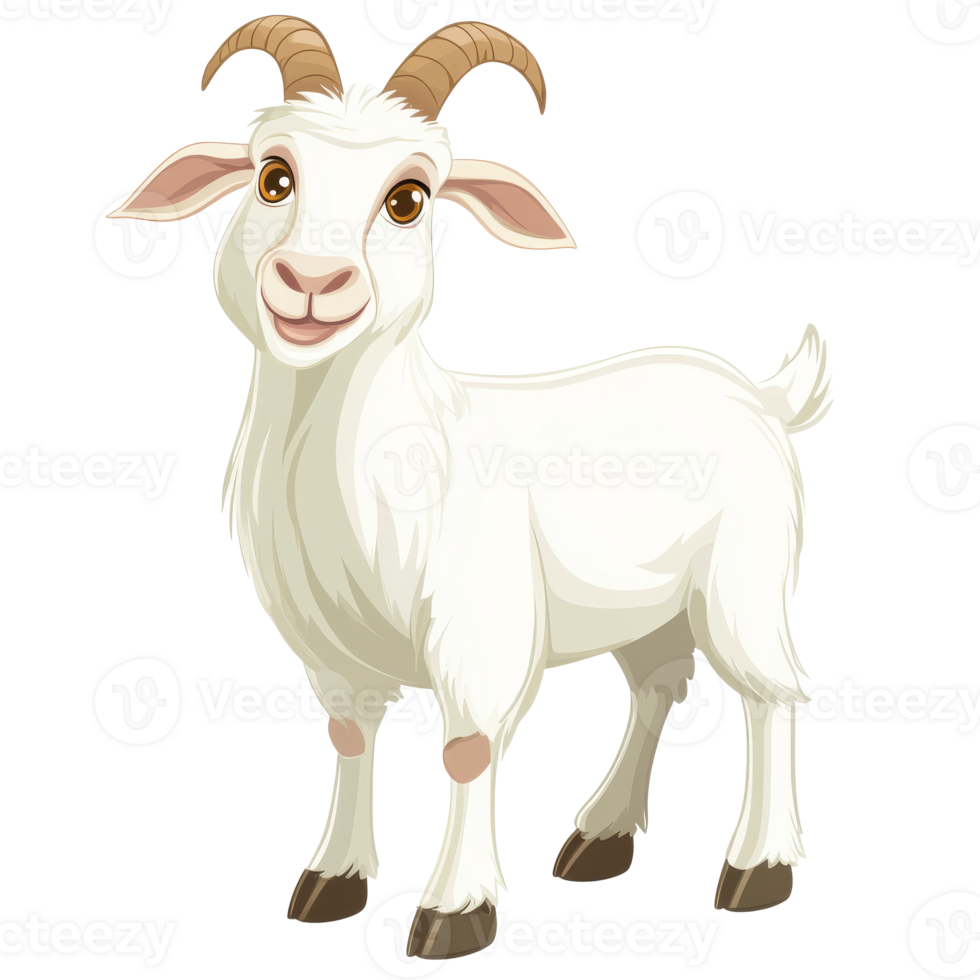 Friendly cartoon goat standing cutely png