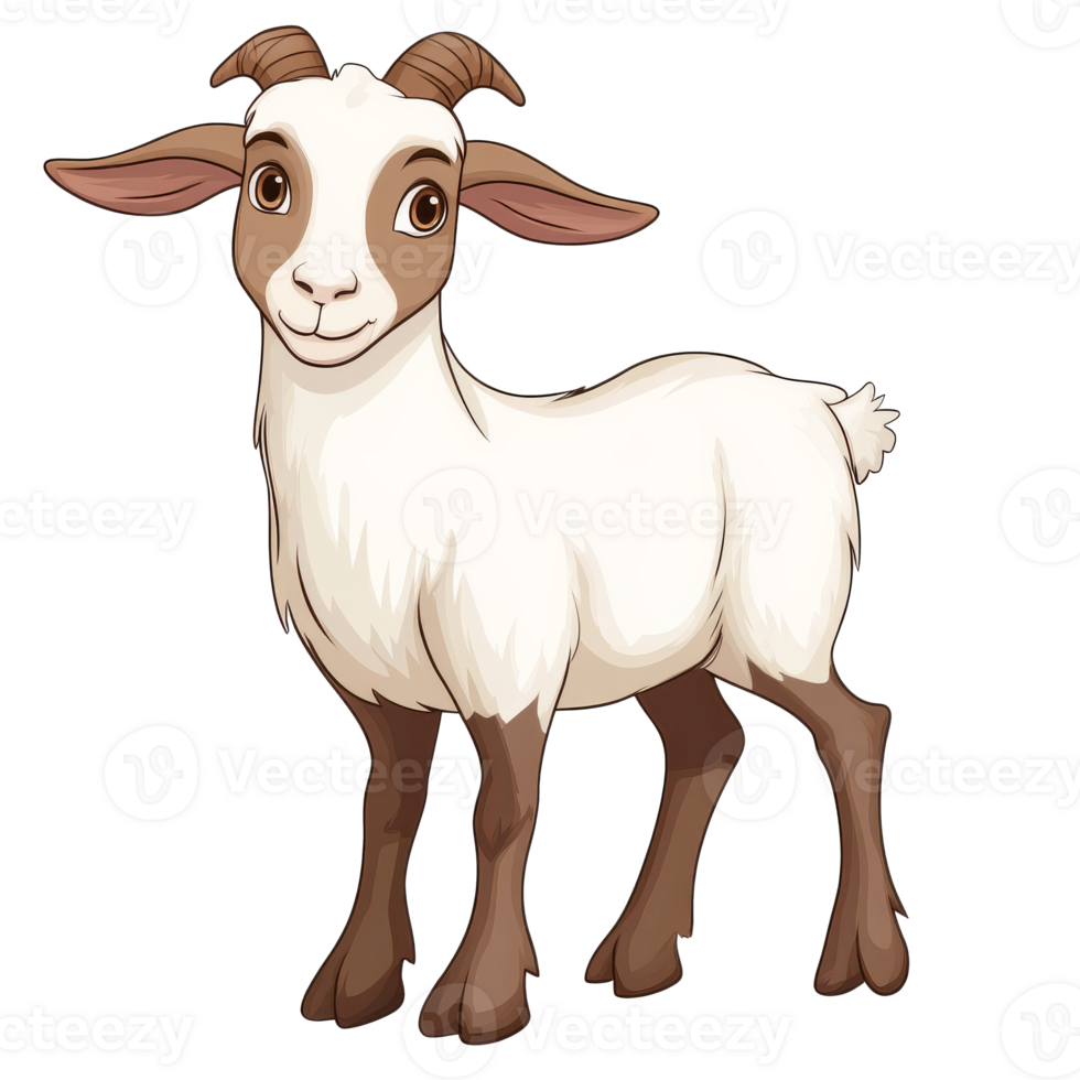 Cartoon goat standing and looking curiously png