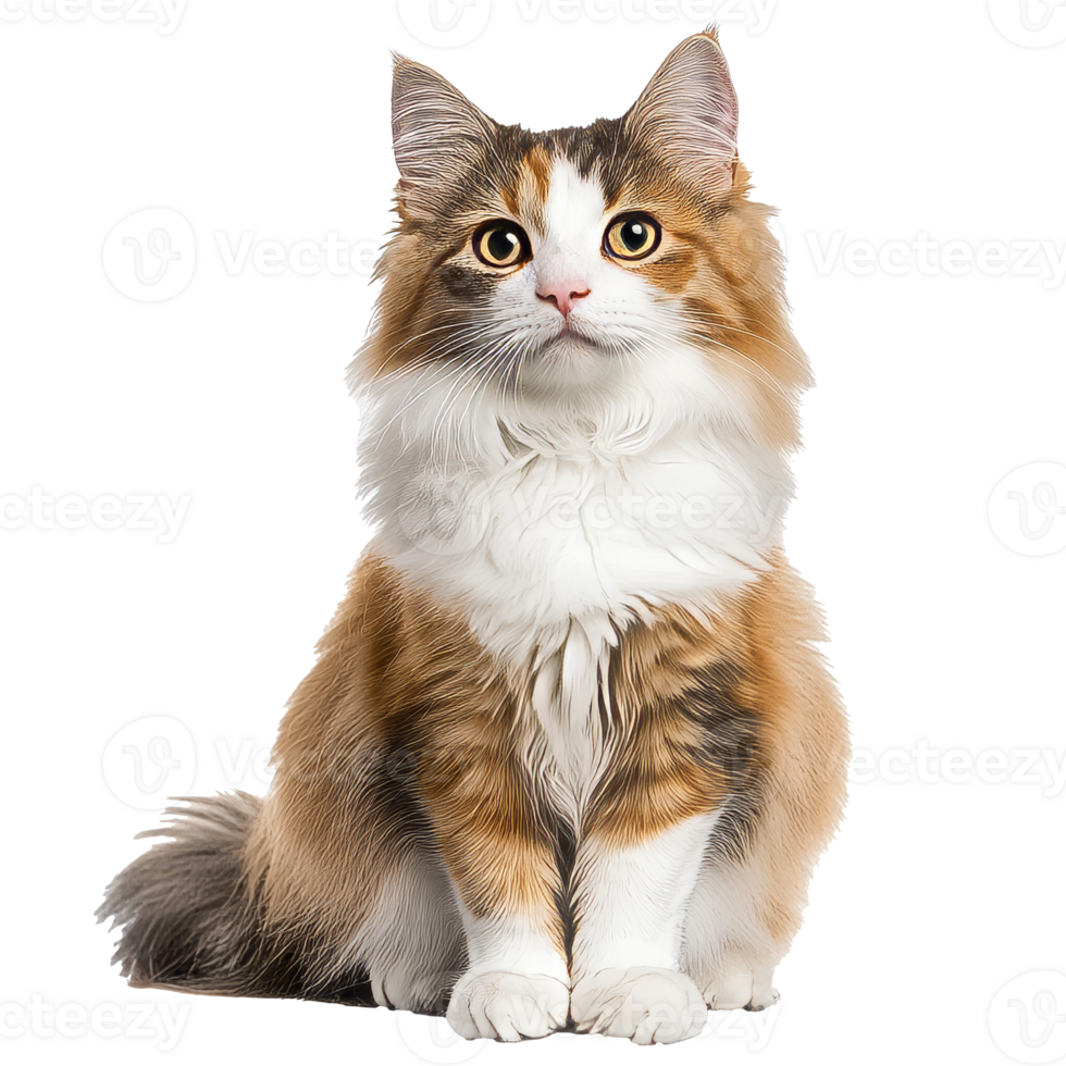 Beautiful fluffy cat posing in a studio setting png