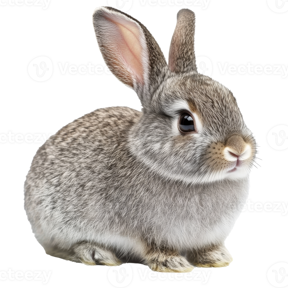 Cute gray rabbit sitting on a white background png