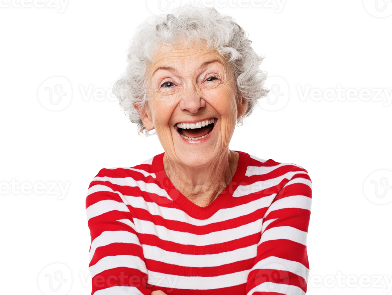 Elderly woman smiling warmly in casual attire png