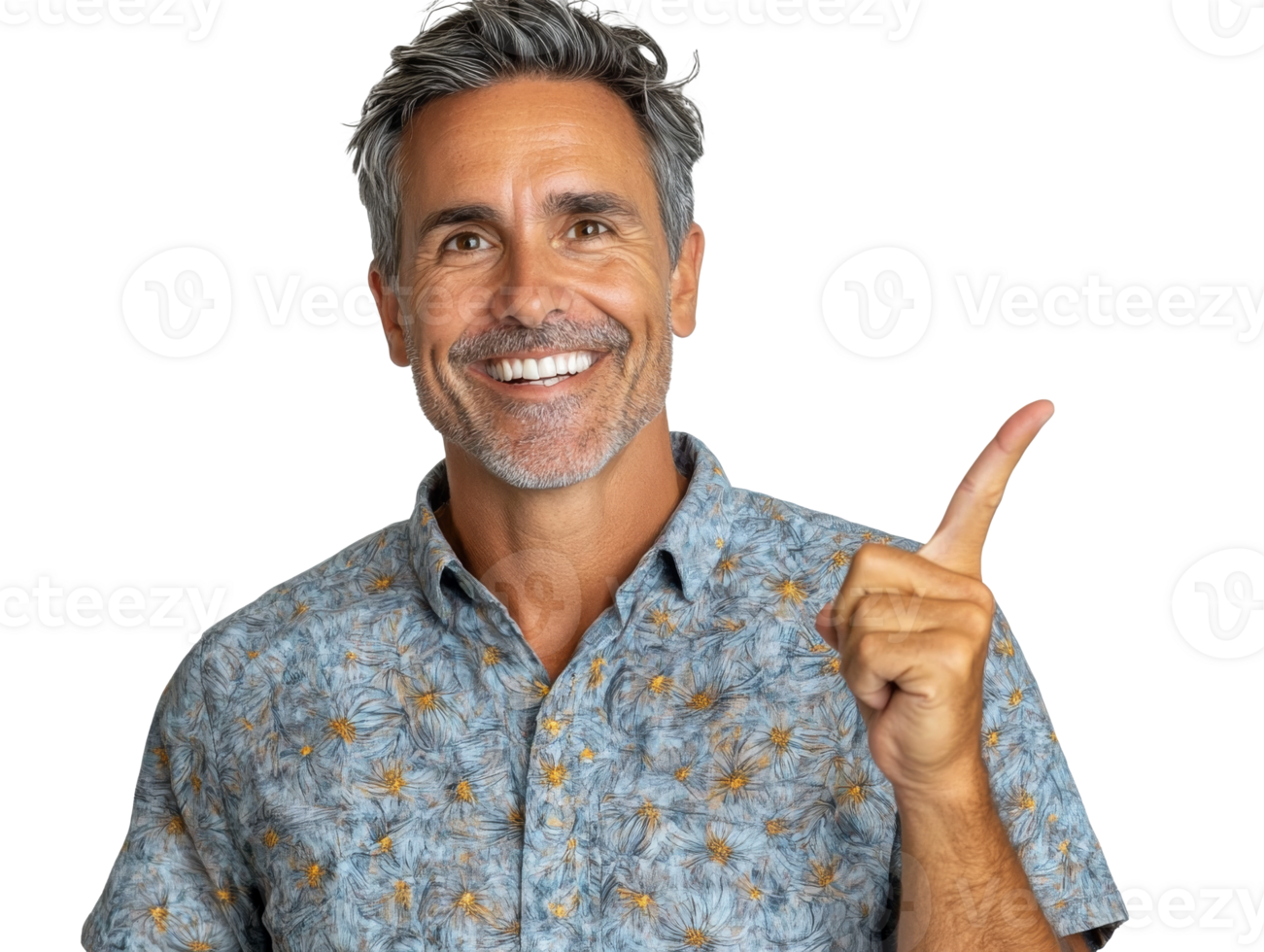 Man smiling with raised finger in casual attire png