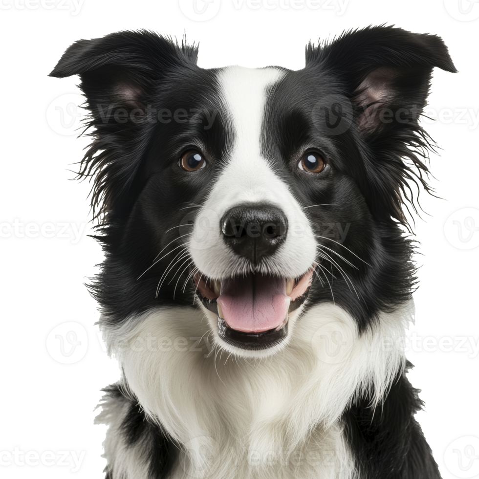 Happy border collie with bright facial expression png
