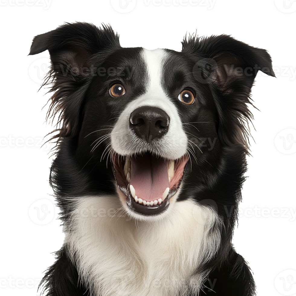 Happy black and white dog with joyful expression png
