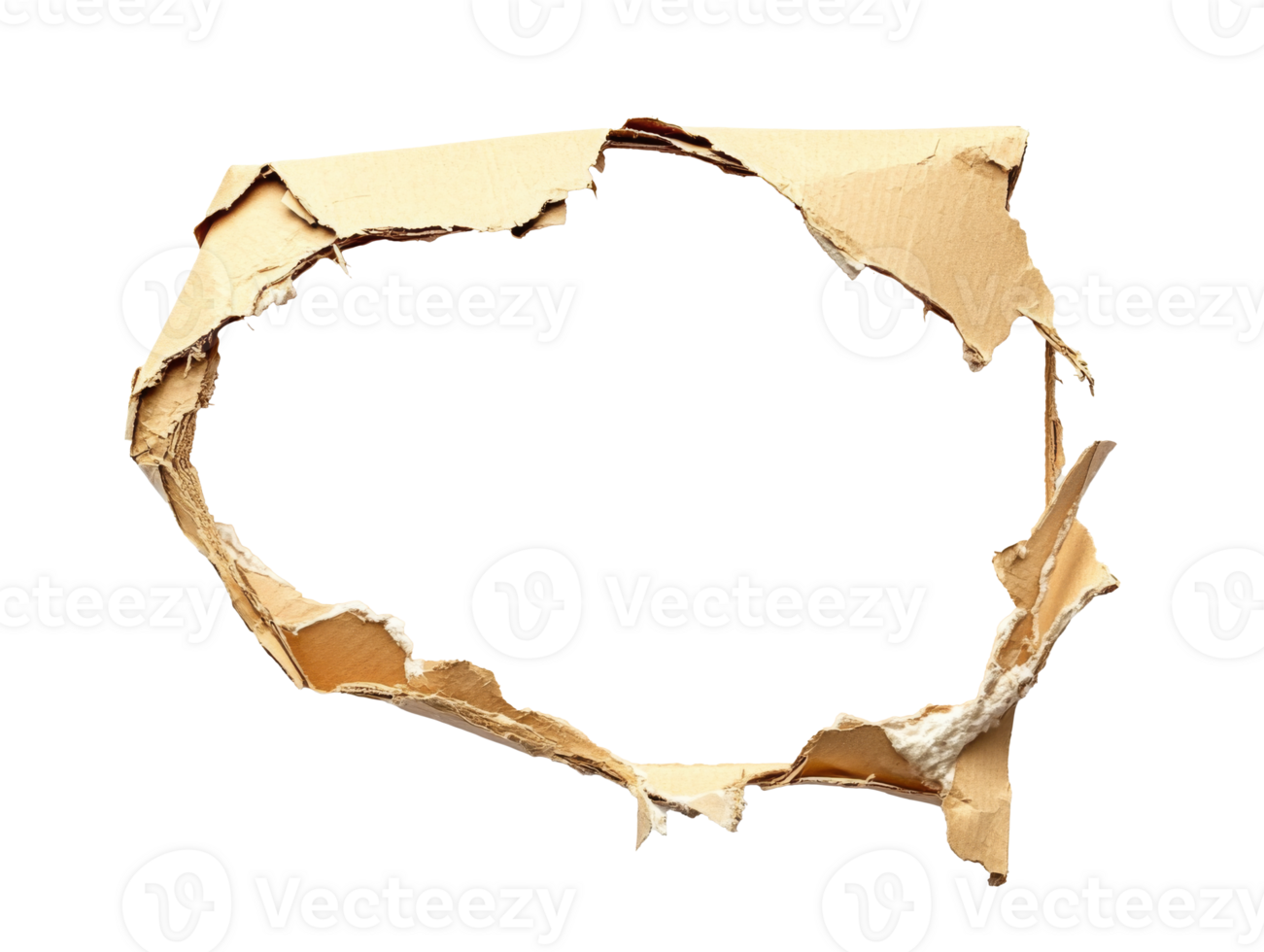Torn edged textured cardboard revealing space png
