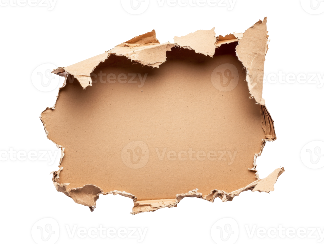 Torn cardboard revealing blank space for messages png
