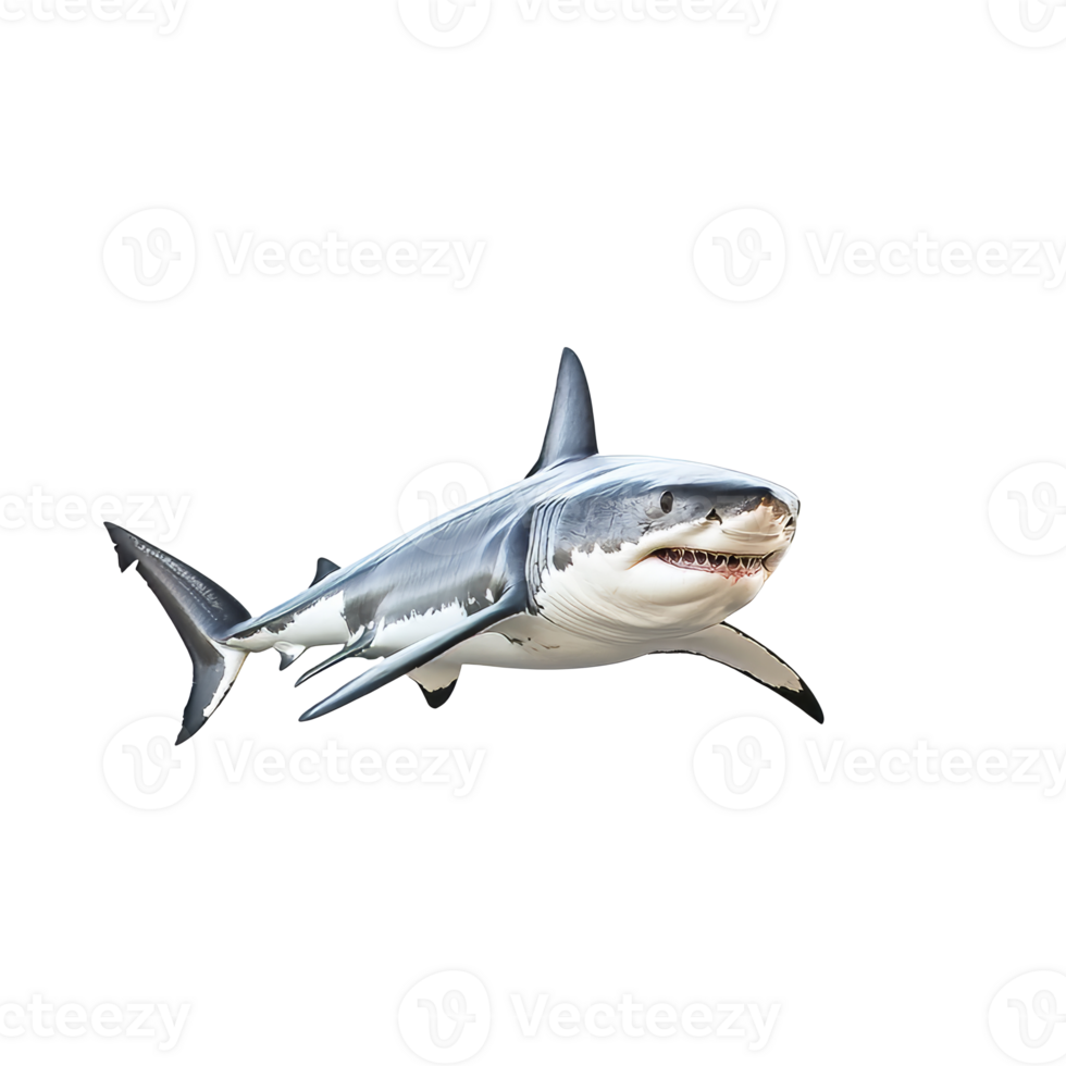 Great white shark swimming in the ocean depths png