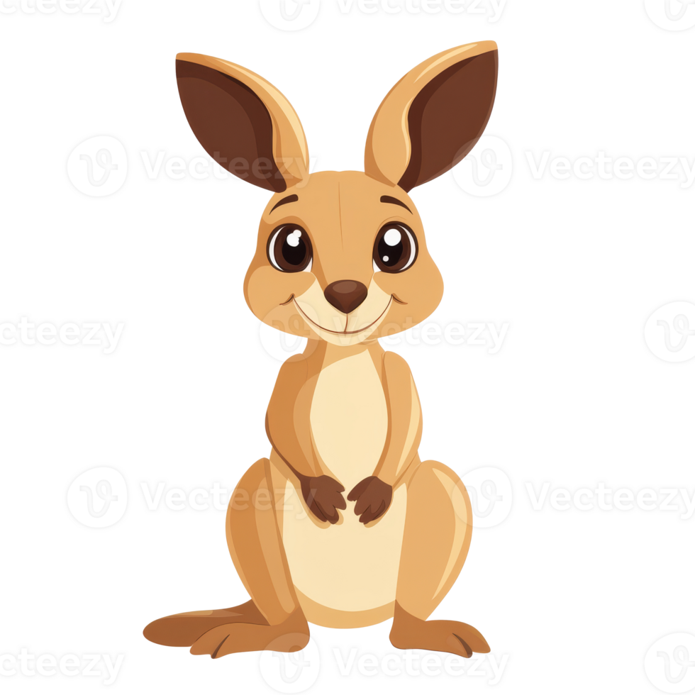 Cute cartoon kangaroo with large ears png