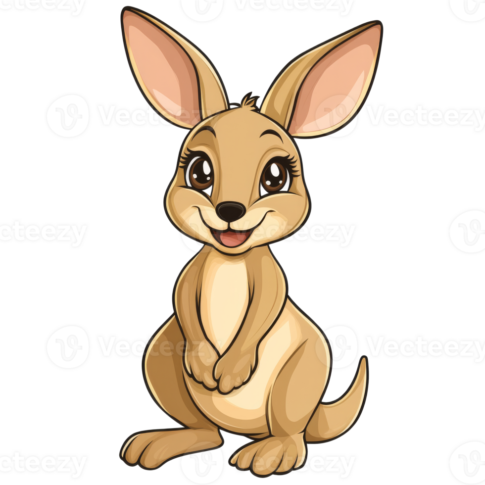 Cartoon kangaroo smiling in a playful pose png