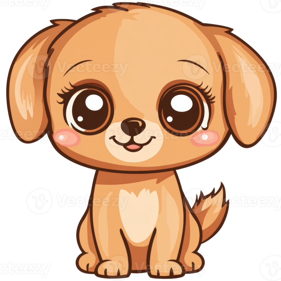 Happy cartoon puppy with big eyes png
