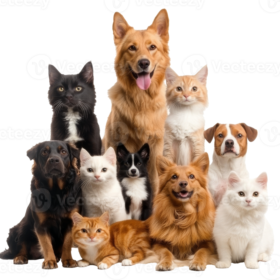 Pets gather together in joyful display png