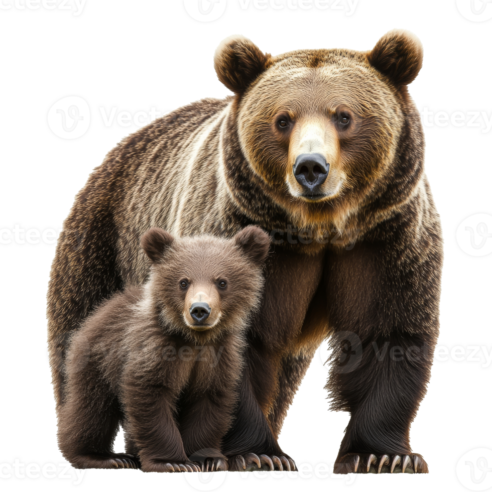 Grizzly bears standing together in natural setting png
