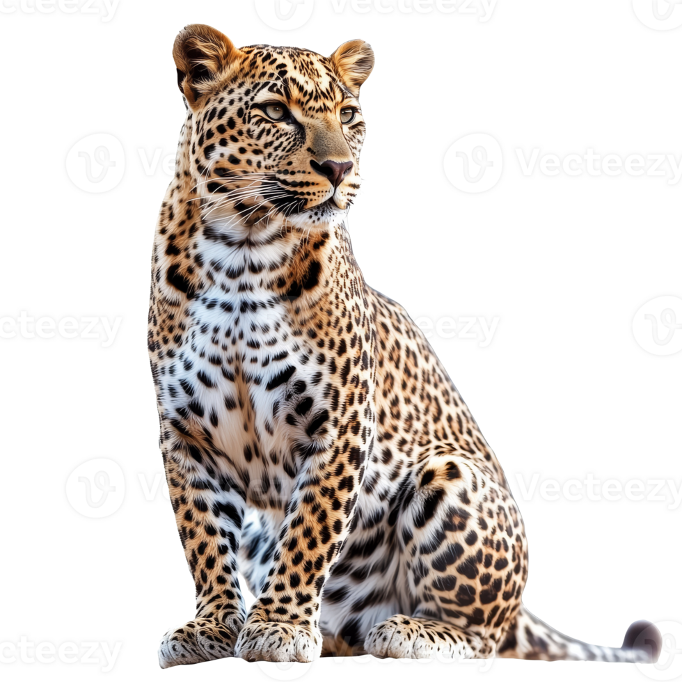 Majestic leopard in a poised sitting position png