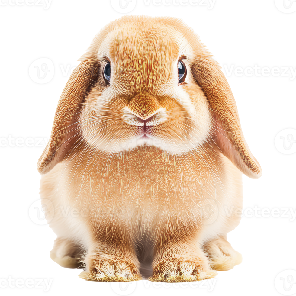 Cute rabbit with fluffy fur and gentle expression png