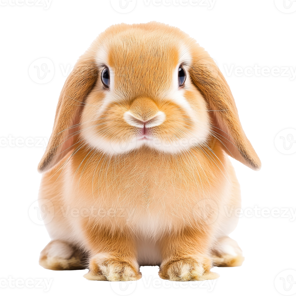 Cute rabbit with fluffy fur sitting calmly png