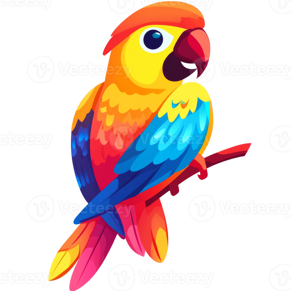 Colorful parrot perched on a branch in nature png