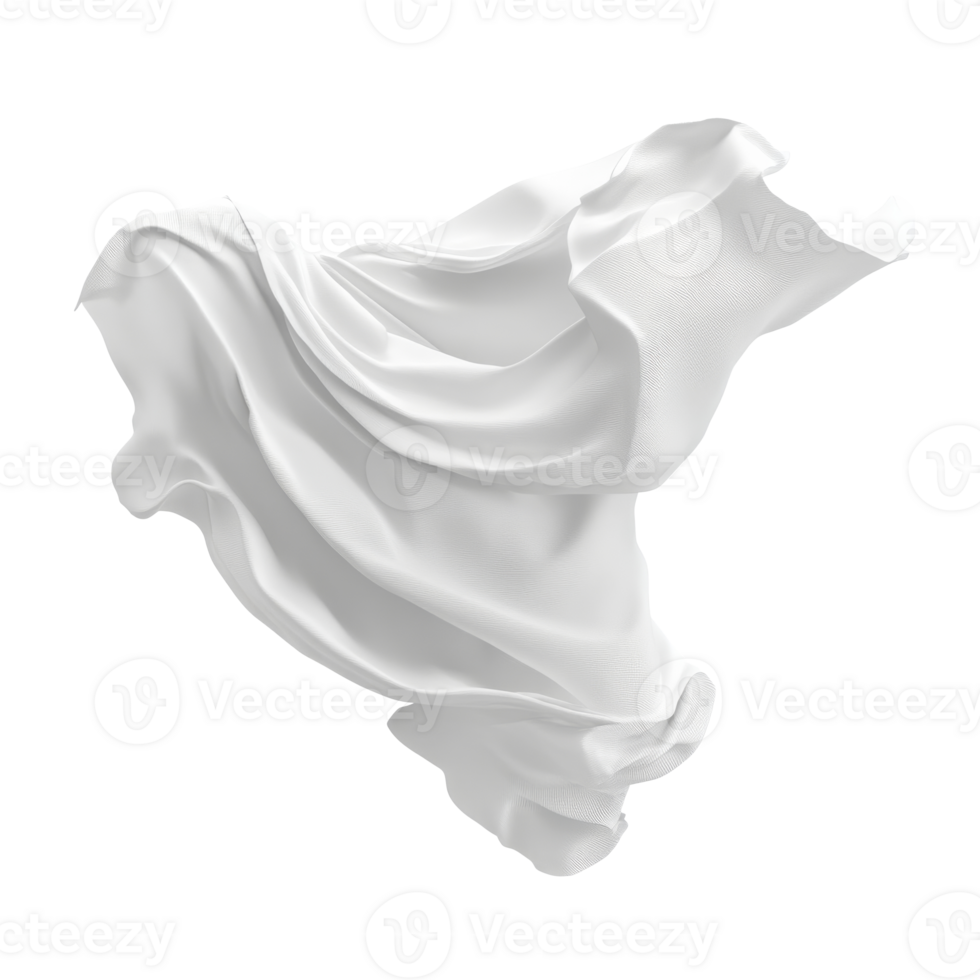 Flowing white fabric draped gracefully in air png