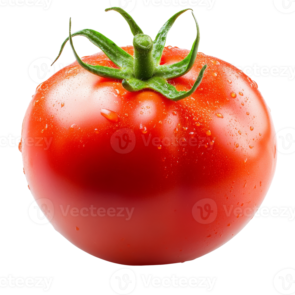 Fresh red tomato with droplets of water png