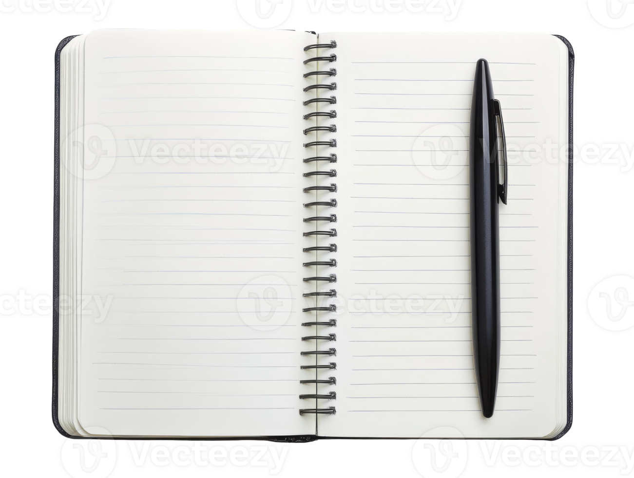 Blank notebook and black pen ready for notes png