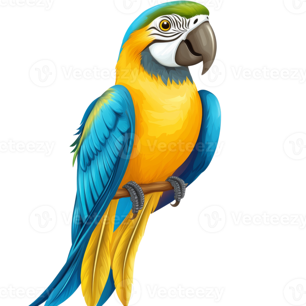 Brightly colored parrot perched on a branch png