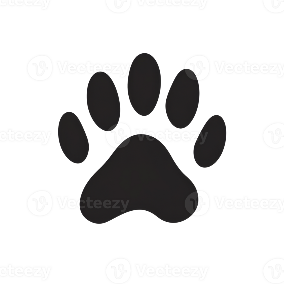 Black paw print illustration on a white background png