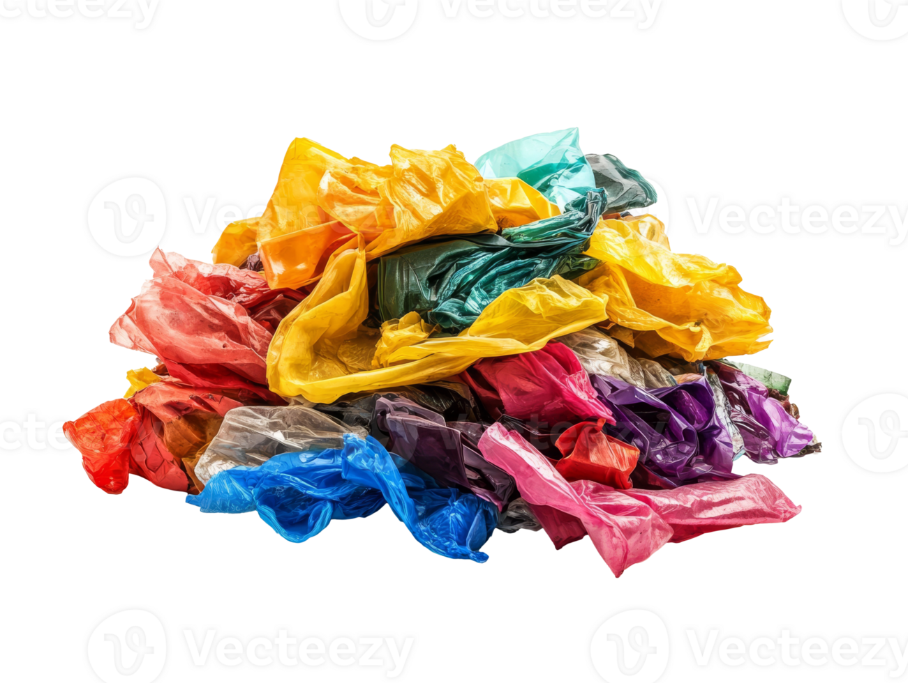 Colorful pile of crumpled plastic bags png