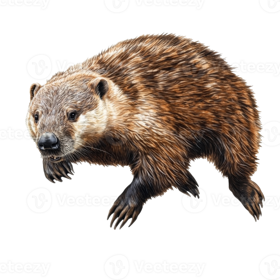 Playful badger illustration in motion png