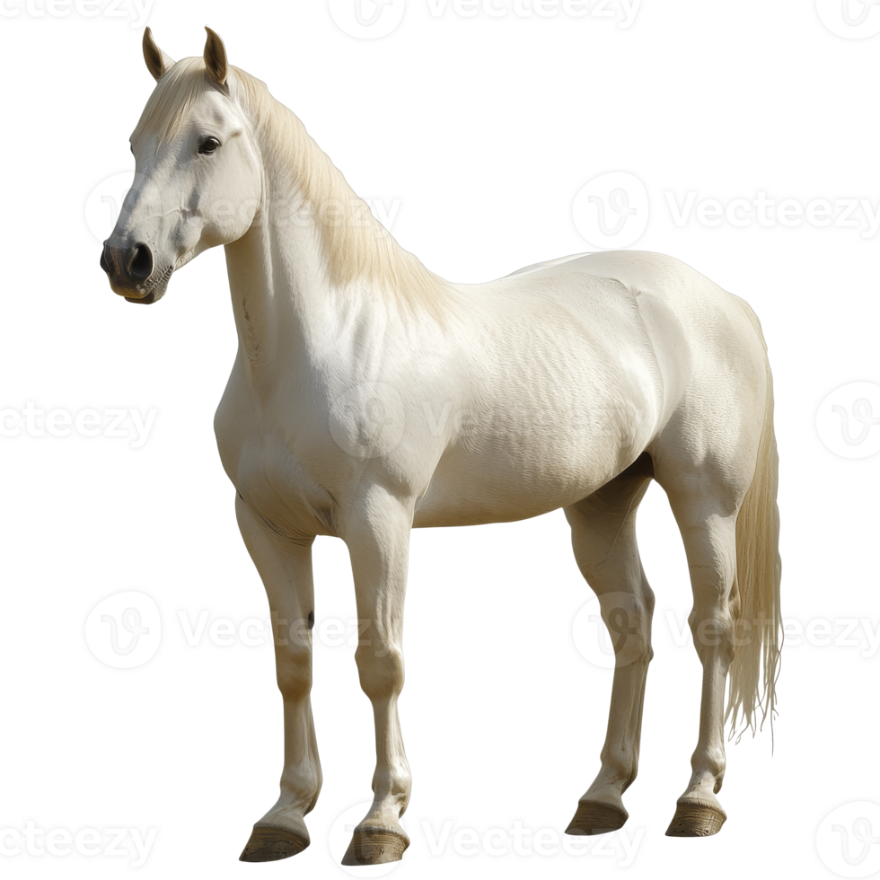 Majestic white horse standing in the sunlight png