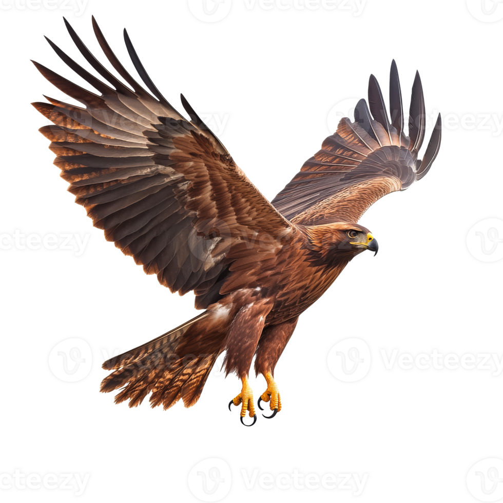 Golden eagle soaring gracefully in bright sky png