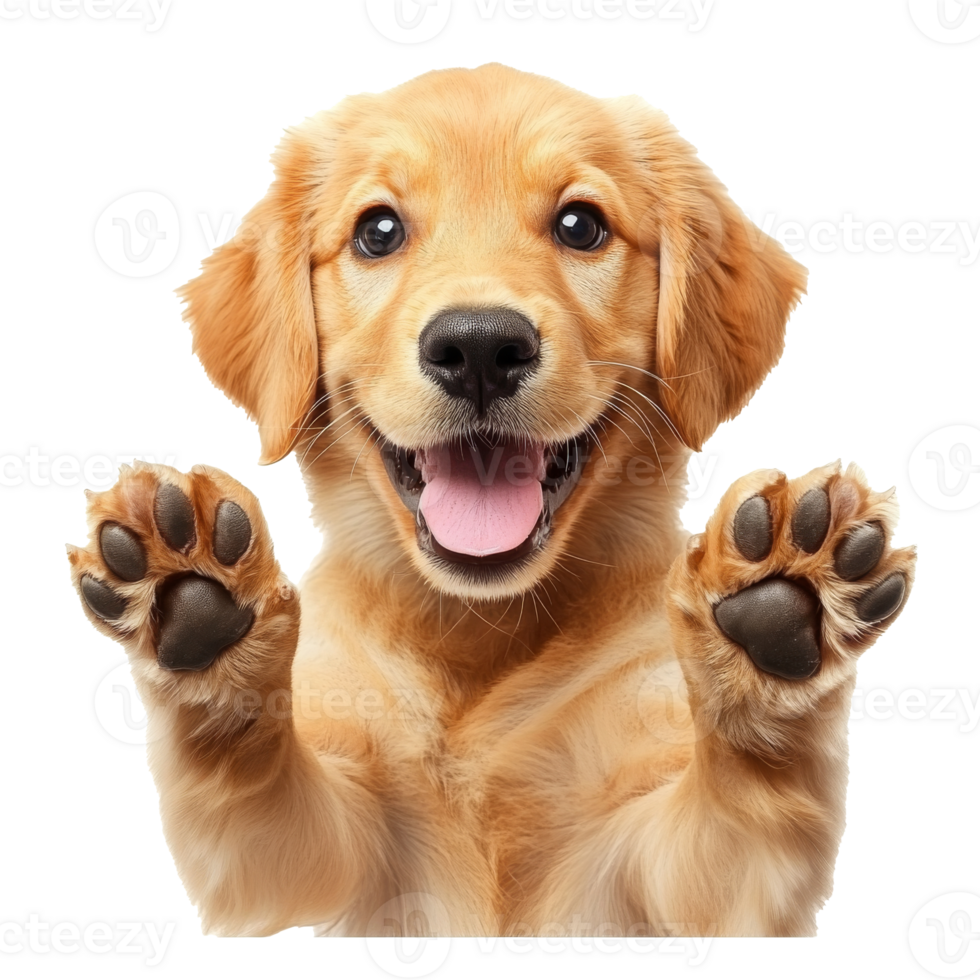 Golden retriever puppy showing excitement and joy png