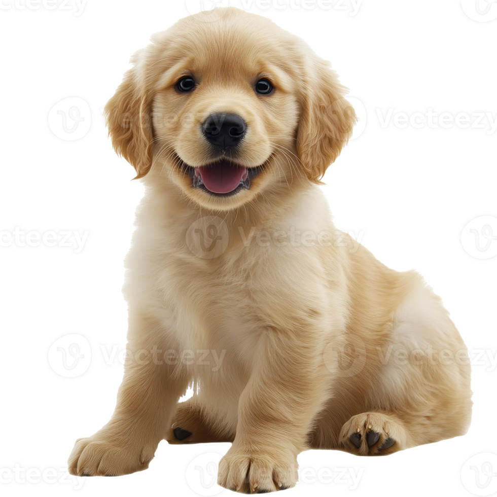 Golden retriever puppy with a joyful expression png
