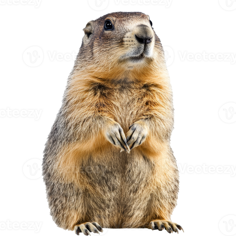 Cute marmot standing upright with alert expression png