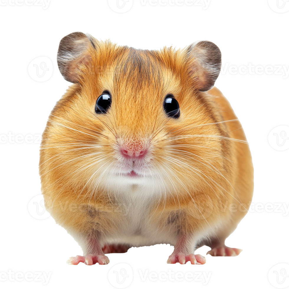 Cute golden hamster posing with curious expression png