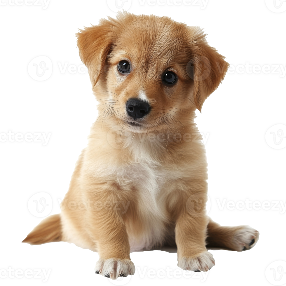 Cute puppy sitting and looking at the camera png