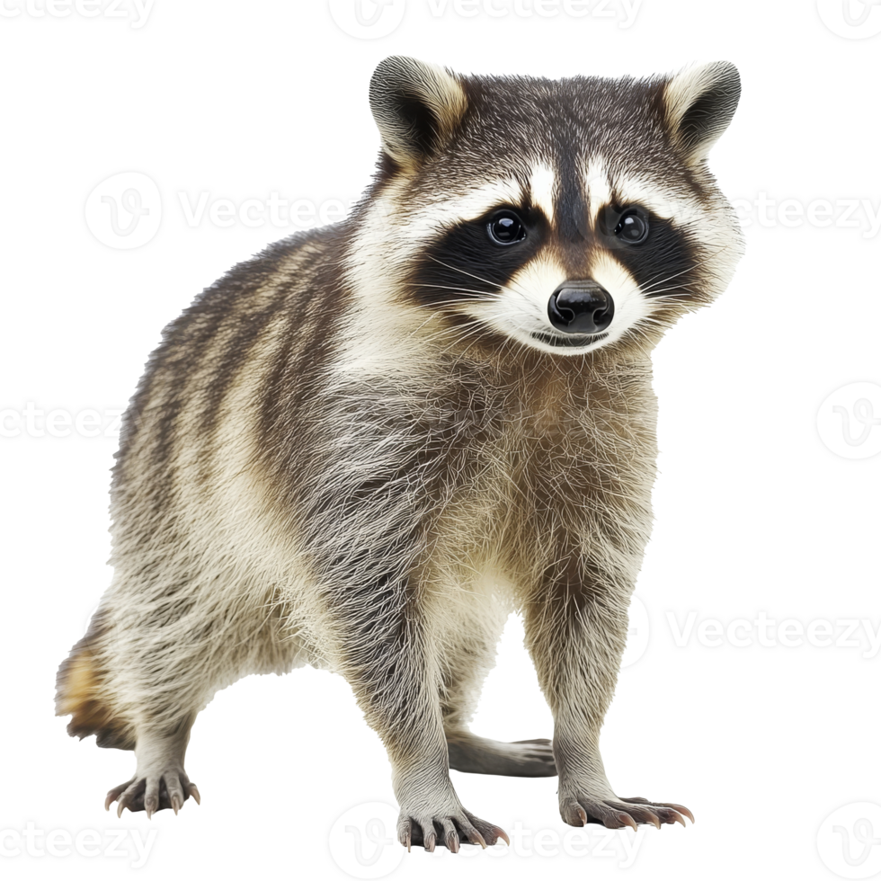 Raccoon standing confidently in natural light png