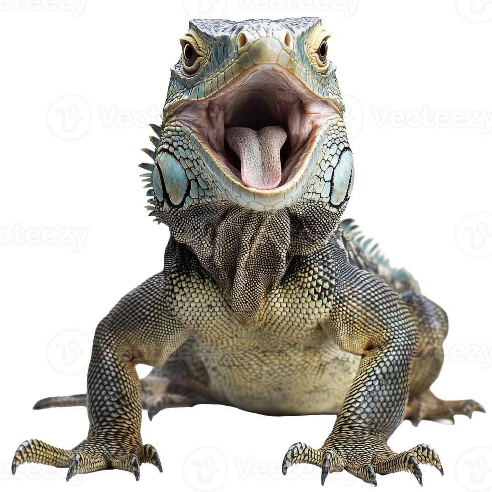 Bearded dragon displaying its tongue vividly png
