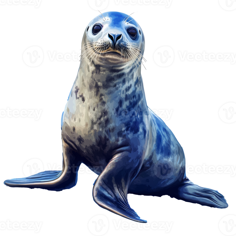 Cute seal resting on a rocky shore by the ocean png