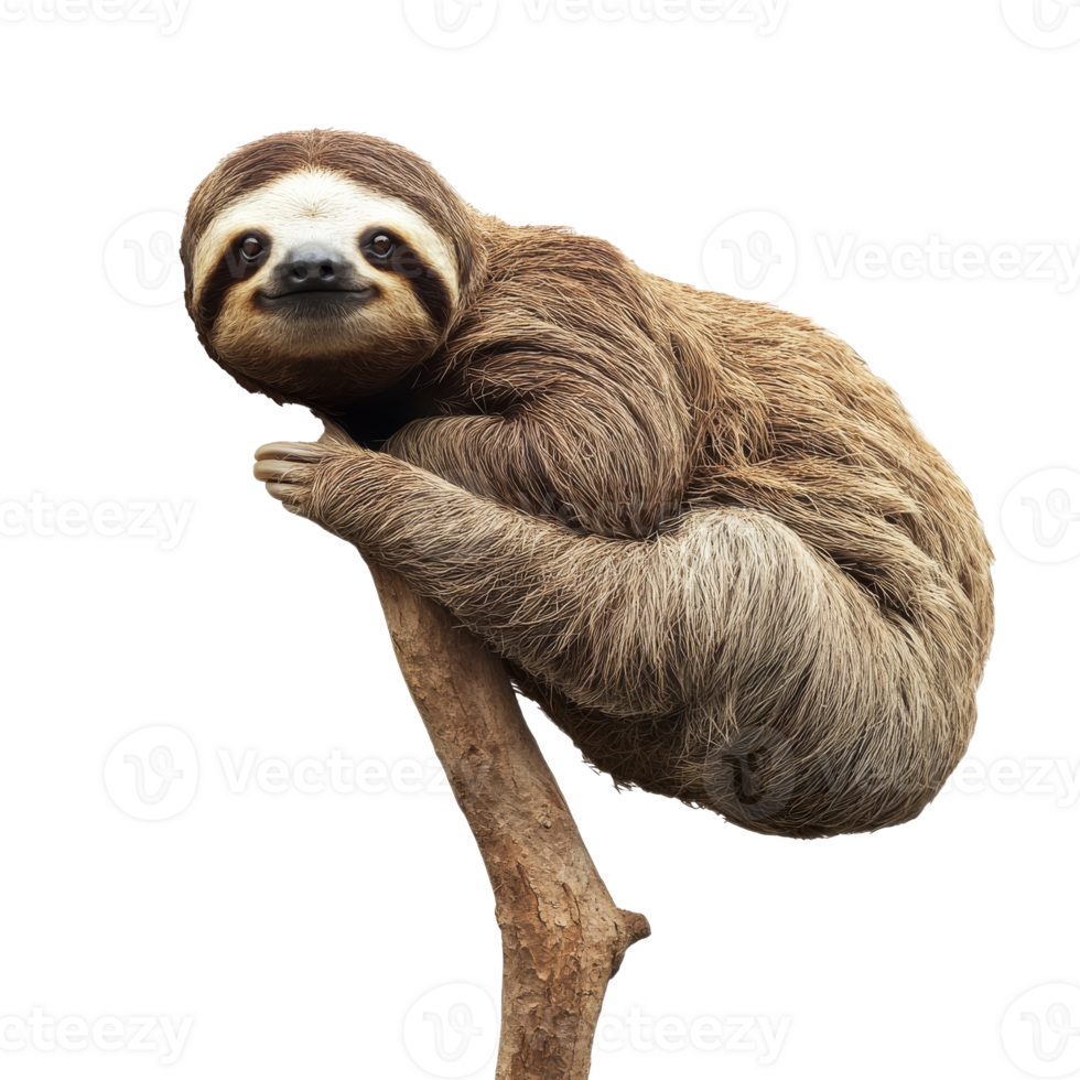 Sloth resting on a branch in a natural habitat png