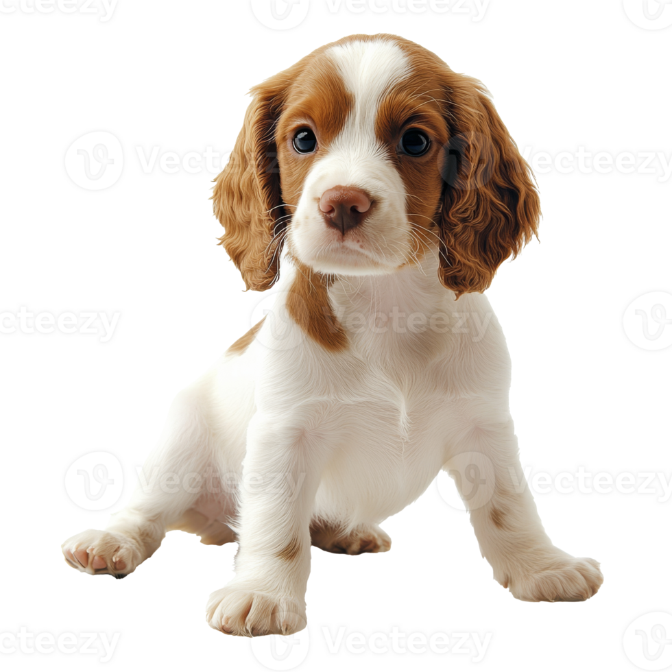 Cute puppy sitting and looking at the camera png