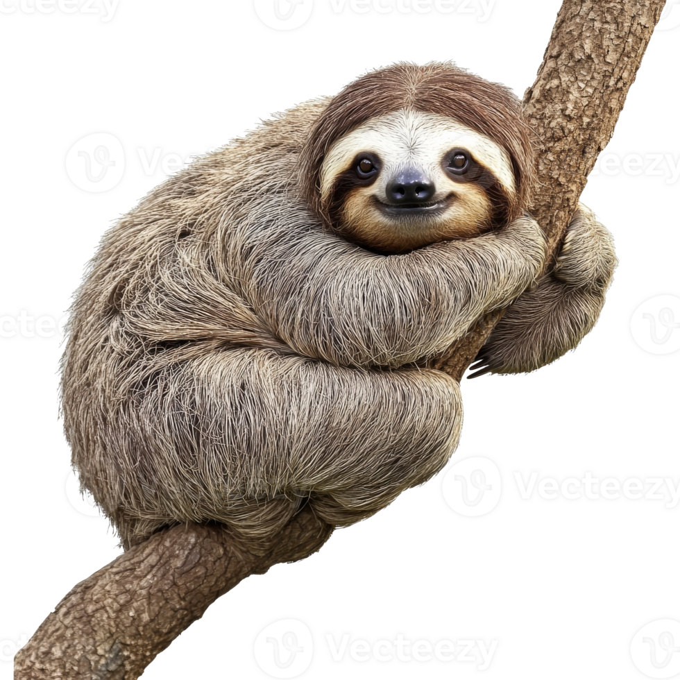 Sloth resting on a branch during daytime png
