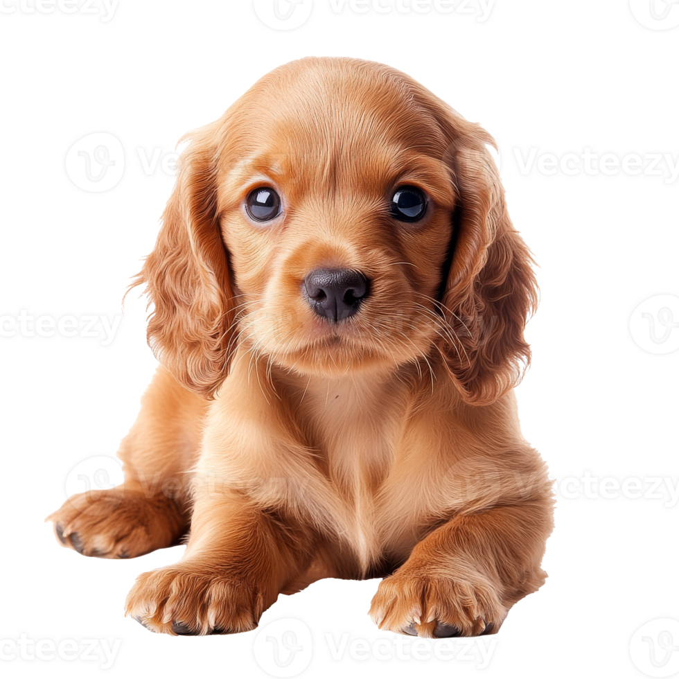 Adorable puppy resting on a white background png