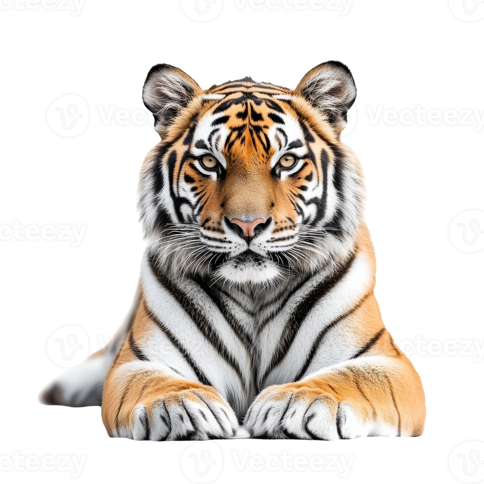 Majestic tiger resting in serene posture png